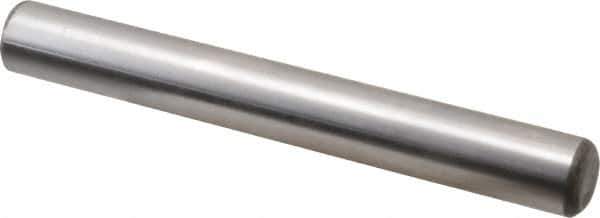 Made in USA - 5/8" Diam x 5" Pin Length Grade 8 Alloy Steel Standard Dowel Pin - Bright Finish, C 47-58 & C 60 (Surface) Hardness, 46,000 Lb (Single Shear), 92,000 Lb (Double Shear) Breaking Strength, 1 Beveled & 1 Rounded End - Top Tool & Supply