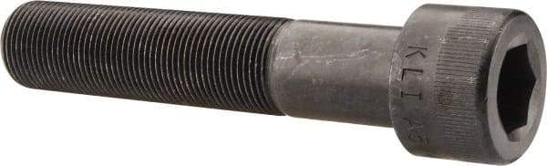 Made in USA - 1-14 UNF Hex Socket Drive, Socket Cap Screw - Alloy Steel, Black Oxide Finish, Partially Threaded, 5" Length Under Head - Top Tool & Supply