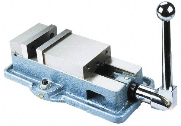 Interstate - 6" Jaw Width, 7-1/2" Jaw Opening Capacity, Horizontal Stationary Machine Vise - Manual Operation, 7,875 Lb Capacity, 1 Station, 17.2" Long x 4.93" High x 1-1/2" Deep, 1-1/2" Jaw Height, Cast Iron - Top Tool & Supply