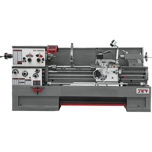 Jet - 16" Swing, 60" Between Centers, 230 Volt, Triple Phase Engine Lathe - 7MT Taper, 7-1/2 hp, 25 to 1,800 RPM, 3-1/8" Bore Diam, 40" Deep x 48" High x 116-1/2" Long - Top Tool & Supply