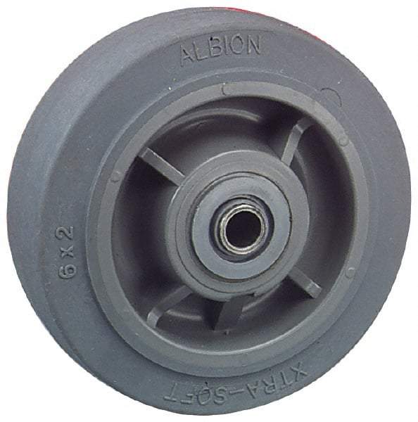 Albion - 5 Inch Diameter x 2 Inch Wide, Solid Rubber Caster Wheel - 375 Lb. Capacity, 2-3/16 Inch Hub Length, 1/2 Inch Axle Diameter, Roller Bearing - Top Tool & Supply