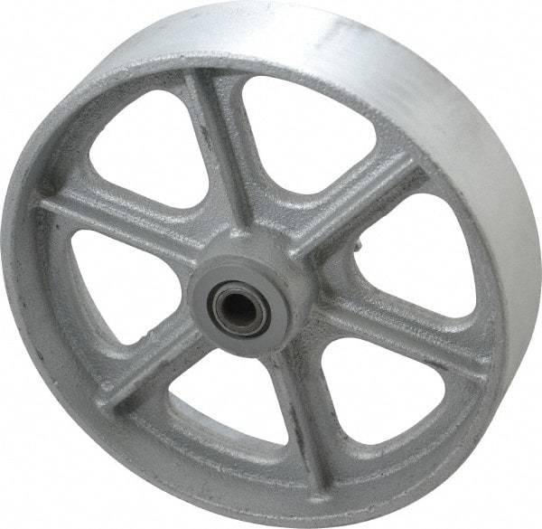 Albion - 8 Inch Diameter x 2 Inch Wide, Cast Iron Caster Wheel - 1,800 Lb. Capacity, 2-3/16 Inch Hub Length, 1/2 Inch Axle Diameter, Roller Bearing - Top Tool & Supply