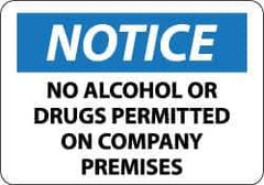 NMC - "Notice - No Alcohol or Drugs Permitted on Company Premises", 20" Long x 28" Wide, Aluminum Safety Sign - Rectangle, 0.04" Thick, Use for Security & Admittance - Top Tool & Supply