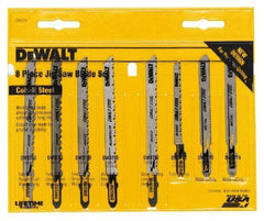 DeWALT - 8 Piece, 3" to 4" Long, 6 to 26 Teeth per Inch, Jig Saw Blade Set - T-Shank - Top Tool & Supply