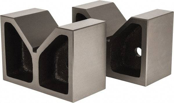 Value Collection - 4-1/2" Max Capacity, 90° Angle, Cast Iron V-Block - 8" Long x 4" Wide x 5-1/2" High, Sold as Matched Pair - Top Tool & Supply