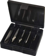 Interstate - 5 Piece, #1 to 5, Plain Edge, High Speed Steel Combo Drill & Countersink Set - 60° Incl Angle, Double End - Top Tool & Supply