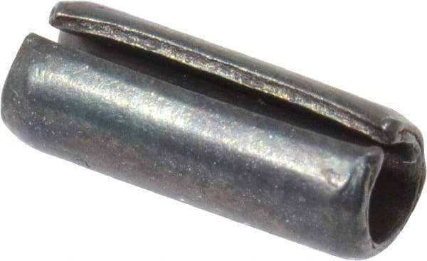 Value Collection - 3mm Diam x 8mm Long Slotted Spring Pin - Grade 1070-1080 Steel, Plain Finish - Top Tool & Supply