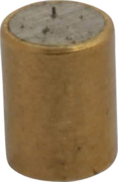 Mag-Mate - 3/16" Diam x 1/4" High, 0.02 Lb Average & 0.05 Lb Max Pull Force, Brass Alnico Shielded Magnet - 800°F Max Operating Temp, 0.018" Wall Thickness - Top Tool & Supply