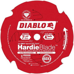 Freud - 7-1/4" Diam, 5/8" Arbor Hole Diam, 4 Tooth Wet & Dry Cut Saw Blade - Carbide-Tipped, Standard Round Arbor - Top Tool & Supply