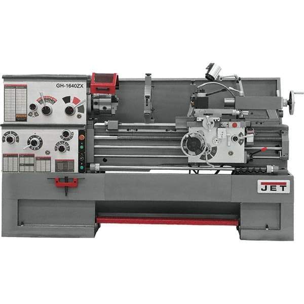 Jet - 16" Swing, 40" Between Centers, 230/460 Volt, Triple Phase Engine Lathe - 7MT Taper, 7-1/2 hp, 25 to 1,800 RPM, 3-1/8" Bore Diam, 40" Deep x 48" High x 97-1/2" Long - Top Tool & Supply