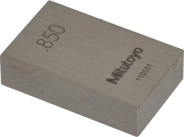 Mitutoyo - 0.85" Rectangular Steel Gage Block - Accuracy Grade AS-1, Includes Certificate of Inspection - Top Tool & Supply