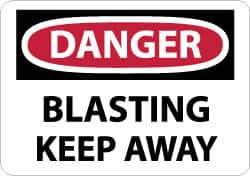 NMC - "Danger - Blasting - Keep Away", 10" Long x 14" Wide, Aluminum Safety Sign - Rectangle, 0.04" Thick, Use for Accident Prevention - Top Tool & Supply