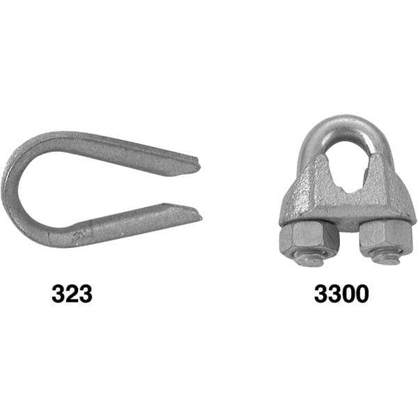 Campbell - 3/16" Wire Rope Clips - 1/4-20, Steel, Electro Galvanized - Top Tool & Supply