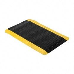 Wearwell - 3' Long x 2' Wide, Dry Environment, Anti-Fatigue Matting - Black with Yellow Borders, Vinyl with Nitrile Blend Base, Beveled on 4 Sides - Top Tool & Supply