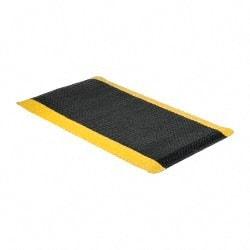 Wearwell - 5' Long x 3' Wide, Dry Environment, Anti-Fatigue Matting - Black with Yellow Borders, Vinyl with Nitrile Blend Base, Beveled on 4 Sides - Top Tool & Supply