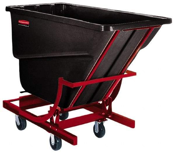 Rubbermaid - 750 Lb Load Capacity, 1/2 Cu Yd, Polyethylene Self-Dumping Hopper - 26-1/4" Wide x 55" Long x 47-3/4" High, Black - Top Tool & Supply