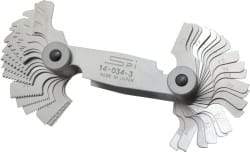 SPI - 51 Leaf, 4 to 84 TPI Range, Steel Screw Pitch Gage - 60° Thread Angle - Top Tool & Supply