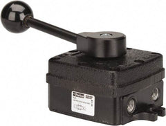 Parker - 1/4" NPT Mechanically Operated Air Valve - 4-Way, 3 Position, Hand Throttle-Manual Return, 2.5 CV Rate, 150 Max psi & 160°F Max Temp - Top Tool & Supply