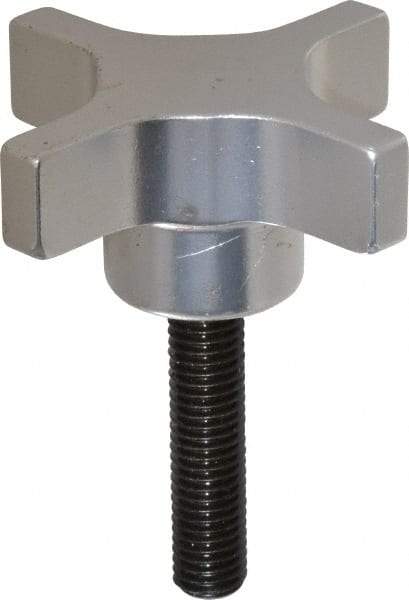 Gibraltar - 63.5mm Head Diam, 4 Point Lobed Knob - M10x1.5 Stem, Aluminum - Top Tool & Supply