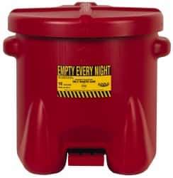 Eagle - 10 Gallon Capacity, Polyethylene Oily Waste Can - 18 Inch Long x 22 Inch Wide/Diameter x 18 Inch High, Red, Foot Operated, Approved FM - Top Tool & Supply