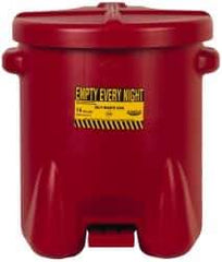 Eagle - 14 Gallon Capacity, Polyethylene Oily Waste Can - 18 Inch Long x 22 Inch Wide/Diameter x 21 Inch High, Red, Foot Operated, Approved FM - Top Tool & Supply