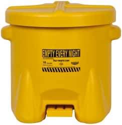 Eagle - 10 Gallon Capacity, Polyethylene Oily Waste Can - 18 Inch Long x 22 Inch Wide/Diameter x 18 Inch High, Yellow, Foot Operated, Approved FM - Top Tool & Supply