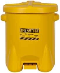 Eagle - 14 Gallon Capacity, Polyethylene Oily Waste Can - 18 Inch Long x 22 Inch Wide/Diameter x 21 Inch High, Yellow, Foot Operated, Approved FM - Top Tool & Supply