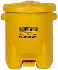 Eagle - 14 Gallon Capacity, Polyethylene Oily Waste Can - 18 Inch Long x 22 Inch Wide/Diameter x 21 Inch High, Yellow, Foot Operated, Approved FM - Top Tool & Supply