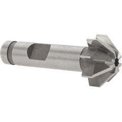 Made in USA - 3/4" Large x 5/16" Small Diam, 3/8" Width of Cut, 90° Included Angle, 8 Teeth, Cobalt Face Angle Cutter - 3/8" Shank Diam, 1-15/16" Overall Length, Weldon Flat - Top Tool & Supply