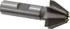 Made in USA - 1" Large x 3/8" Small Diam, 11/16" Width of Cut, 60° Included Angle, 8 Teeth, Cobalt Face Angle Cutter - 1/2" Shank Diam, 2-13/32" Overall Length, Weldon Flat - Top Tool & Supply