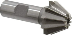 Made in USA - 1-1/4" Large x 1/2" Small Diam, 25/32" Width of Cut, 60° Included Angle, 10 Teeth, Cobalt Face Angle Cutter - 5/8" Shank Diam, 2-21/32" Overall Length, Weldon Flat - Top Tool & Supply