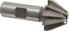 Made in USA - 1-1/4" Large x 1/2" Small Diam, 25/32" Width of Cut, 60° Included Angle, 10 Teeth, High Speed Steel Face Angle Cutter - 5/8" Shank Diam, 2-21/32" Overall Length, Weldon Flat - Top Tool & Supply