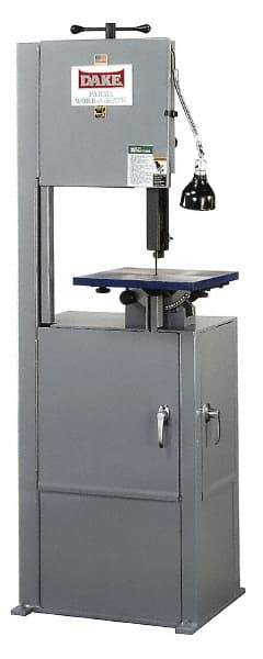 Dake - 14 Inch Throat Capacity, Step Pulley Vertical Bandsaw - 70, 140, 270, 540 SFPM, 1 HP, Three Phase - Top Tool & Supply