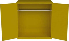 Jamco - 59" Wide x 34" Deep x 65" High, Steel Vertical Drum Cabinet with 3 Point Key Lock - Yellow, Manual Closing Door, 2 Shelves, 2 Drums - Top Tool & Supply