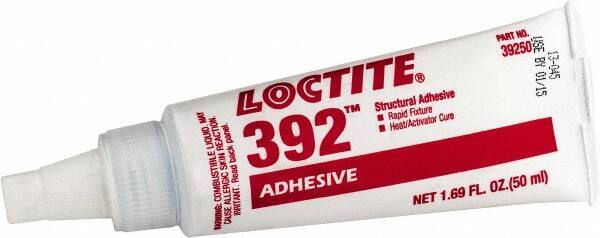 Loctite - 50 mL Tube Two Part Acrylic Adhesive - 15 min Working Time, 2,500 psi Shear Strength, Series 392 - Top Tool & Supply