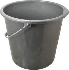 PRO-SOURCE - 10 Qt, Plastic Round Gray Single Pail with Pour Spout - Handle Included - Top Tool & Supply