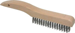 Made in USA - 4 Rows x 16 Columns Wire Scratch Brush - 10" OAL, 1-3/16" Trim Length, Wood Shoe Handle - Top Tool & Supply