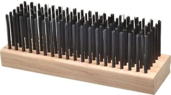 Made in USA - 6 Rows x 19 Columns Wire Scratch Brush - 7" OAL, 1-3/4" Trim Length, Wood Straight Handle - Top Tool & Supply
