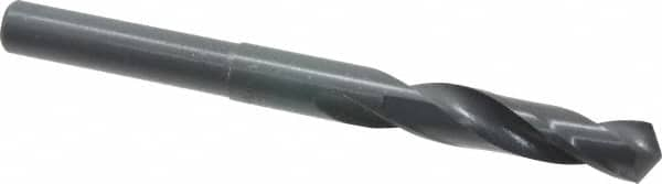 Reduced Shank Drill Bit: 35/64'' Dia, 1/2'' Shank Dia, 118  ™, High Speed Steel 6'' OAL, 3-1/8'' Flute Length, Oxide Finish, Straight-Cylindrical Shank, RH Cut