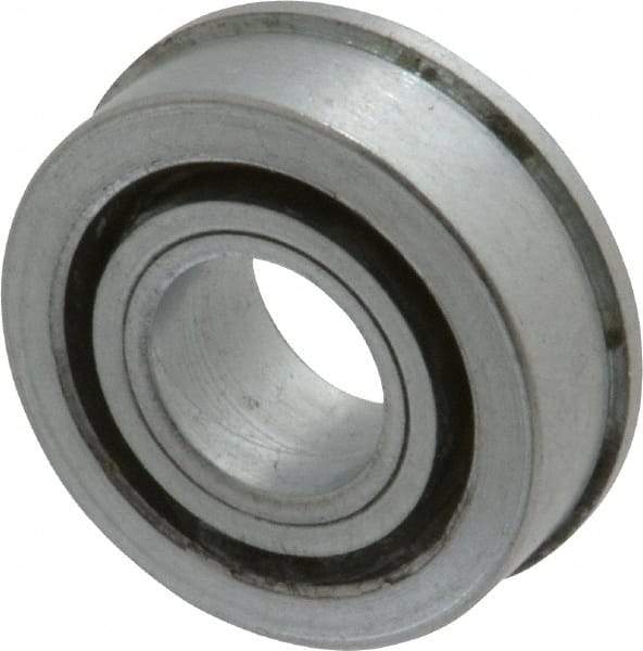 Value Collection - 1/2" Bore Diam, 1-3/16" OD, Open Unground Full Complement Radial Ball Bearing - With Flange, 1 Row, Round Bore, 533 Lb Dynamic Capacity - Top Tool & Supply