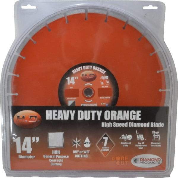 Core Cut - 14" Diam, 1" Arbor Hole Diam, Wet & Dry Cut Saw Blade - Diamond-Tipped, Standard Round Arbor - Top Tool & Supply