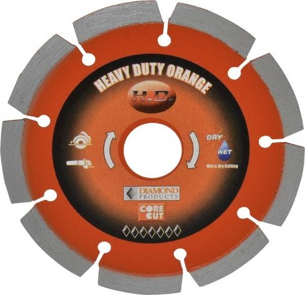 Core Cut - 4-1/2" Diam, 20mm Arbor Hole Diam, Wet & Dry Cut Saw Blade - Diamond-Tipped, Standard Round Arbor - Top Tool & Supply