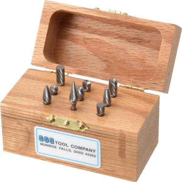 SGS Pro - 9 Piece, 1/8" Shank Burr Set - Tungsten Carbide - Top Tool & Supply