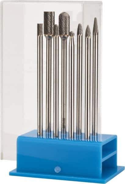 SGS Pro - 8 Piece, 1/4" Shank Burr Set - Tungsten Carbide, Multiple Head Shape - Top Tool & Supply