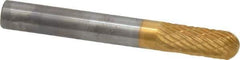 SGS Pro - 1/4" Cut Diam, 1/4" Shank Diam, Cylinder with Radius Head Double Cut Burr - Carbide, Radius End, 5/8" LOC, 2" OAL - Top Tool & Supply