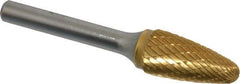 SGS Pro - 1/2" Cut Diam, 1/4" Shank Diam, Tree with Radius Head Double Cut Burr - Carbide, Radius End, 1" LOC, 2-3/4" OAL - Top Tool & Supply