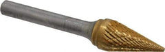 SGS Pro - 1/2" Cut Diam, 1/4" Shank Diam, Cone Head Double Cut Burr - Carbide, Point End, 7/8" LOC, 2-5/8" OAL - Top Tool & Supply