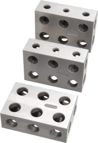 SPI - 0.0001 Squareness Per Inch, Hardened Steel, 1-2-3 Block Setup Block - 0.0002 Inch Overall Tolerance, 5/16 - 18 Inch Tapped Hole Size, 55-60 Rc Hardness, Sold As Matched Set of 3 - Top Tool & Supply