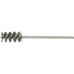 Brush Research Mfg. - 11/16" Diam Helical Stainless Steel Tube Brush - Single Spiral, 0.008" Filament Diam, 1-1/2" Brush Length, 5" OAL, 0.22" Diam Galvanized Steel Shank - Top Tool & Supply