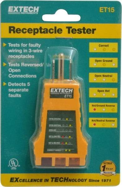 Extech - Receptacle Tester - LED Display - Top Tool & Supply